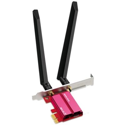 MERCUSYS MA47BE Carte WiFi pour PC, Adaptateur Wi-Fi 7 PCIe, Bluetooth BE9300 Tri-Band, 5765 Mbit/s (6 GHz), MLO, WPA3, 2 antennes externes, diaphragme discret, Windows 11/10 basé sur Intel (64 MERCUSYS MA47BE Carte WiFi pour PC, Adaptateur Wi-Fi 7 PCIe, Bluetooth BE9300 Tri-Band, 5765 Mbit/s (6 GHz), MLO, WPA3, 2 antennes externes, diaphragme discret, Windows 11/10 basé sur Intel (64