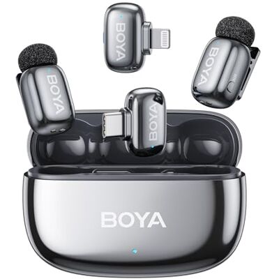 BOYA Mini 2 Micro Cravate sans Fil pour iPhone 7-17, Android, 5g, 48 kHz/24 Bit, Mini Micro sans Fil USB-C, Lightning, Anti-Bruit 40dB, 100m, 30h, Microphone Lavalier Compact pour Streaming BOYA Mini 2 Micro Cravate sans Fil pour iPhone 7-17, Android, 5g, 48 kHz/24 Bit, Mini Micro sans Fil USB-C, Lightning, Anti-Bruit 40dB, 100m, 30h, Microphone Lavalier Compact pour Streaming