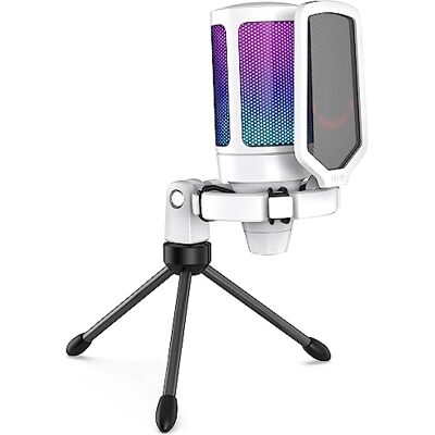 FIFINE USB Microphone Gaming, RGB Condensateur Microphone pour PC PS5, avec Bouton de Silence, Fixation Antichoc, Support Trépied, Filtre Anti-Pop, pour Streaming Discord Twitch Podcasts Videos A6W FIFINE USB Microphone Gaming, RGB Condensateur Microphone pour PC PS5, avec Bouton de Silence, Fixation Antichoc, Support Trépied, Filtre Anti-Pop, pour Streaming Discord Twitch Podcasts Videos A6W