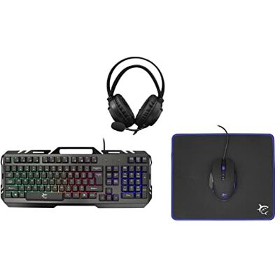 White Shark , Cheyenne, Combo 4 en 1, Set Gaming Comprenant Souris avec Éclairage LED 4 Couleurs, Clavier avec Fonction Anti-Ghosting, Casque Gaming avec Microphone et Tapis de Souris Noir White Shark , Cheyenne, Combo 4 en 1, Set Gaming Comprenant Souris avec Éclairage LED 4 Couleurs, Clavier avec Fonction Anti-Ghosting, Casque Gaming avec Microphone et Tapis de Souris Noir