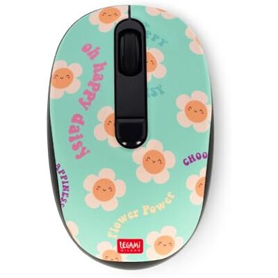 Legami Souris sans fil avec récepteur USB ultra compact, Thème Daisy, 3 options de vitesse, matériau ABS, connexion sans fil jusqu'à 10 m Legami Souris sans fil avec récepteur USB ultra compact, Thème Daisy, 3 options de vitesse, matériau ABS, connexion sans fil jusqu'à 10 m