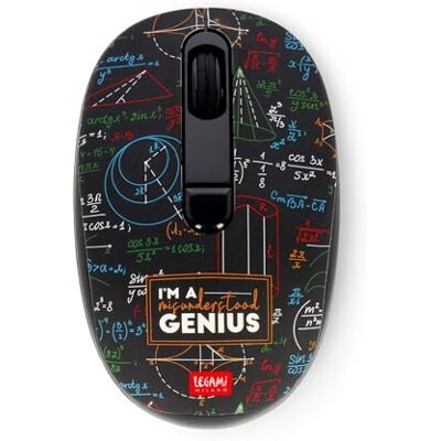 Legami Souris sans fil avec récepteur USB ultra compact, Thème Genius, 3 options de vitesse, matériau ABS, connexion sans fil jusqu'à 10 m Legami Souris sans fil avec récepteur USB ultra compact, Thème Genius, 3 options de vitesse, matériau ABS, connexion sans fil jusqu'à 10 m