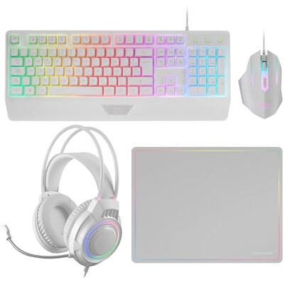 Mars Gaming MARSGAMING MCP124PRO, Combo de jeu 4 en 1, clavier RVB H-Mech avec repose-poignet, souris RVB 3200 DPI et commutateurs HUANO, casque FRGB, tapis de souris en nanotextile 36 x 26 cm, multiplateforme, Mars Gaming MARSGAMING MCP124PRO, Combo de jeu 4 en 1, clavier RVB H-Mech avec repose-poignet, souris RVB 3200 DPI et commutateurs HUANO, casque FRGB, tapis de souris en nanotextile 36 x 26 cm, multiplateforme,