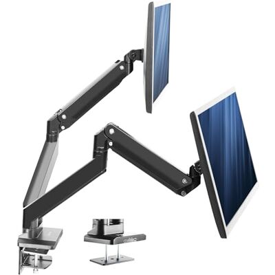 VIVO Bras robustes en aluminium de qualité supérieure, compatible avec 2 moniteurs ultra larges jusqu'à 96,5 cm, support de bureau à double écran avec ressort pneumatique instantané de réglage de la VIVO Bras robustes en aluminium de qualité supérieure, compatible avec 2 moniteurs ultra larges jusqu'à 96,5 cm, support de bureau à double écran avec ressort pneumatique instantané de réglage de la