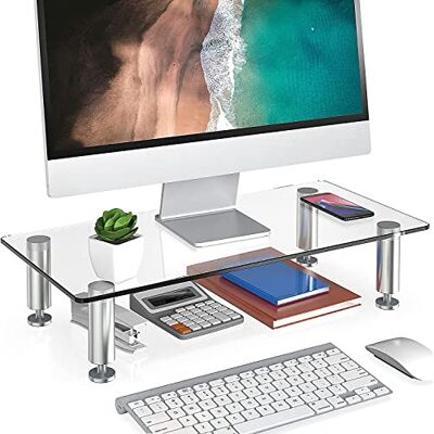 FITUEYES Réhausseur d'Écran en Verre,Support de Moniteur,Support d'Ordinateur Portable,PC,TV,pour le Bureau et la Maison,38,5x24x7,5cm FITUEYES Réhausseur d'Écran en Verre,Support de Moniteur,Support d'Ordinateur Portable,PC,TV,pour le Bureau et la Maison,38,5x24x7,5cm