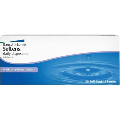 Soflens Bausch + Lomb Lot de 30 lentilles de contact sphériques souples journalières Rayon 8,6 mm/Diamètre 14,2 / -1,75 Dioptrie Soflens Bausch + Lomb Lot de 30 lentilles de contact sphériques souples journalières Rayon 8,6 mm/Diamètre 14,2 / -1,75 Dioptrie