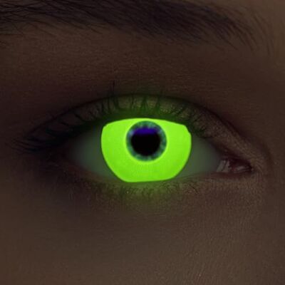 Designlenses lentilles lumière UV couleur jaune pour, effet de lueur, 1 paire (2 pcs), sans correction + étui à lentilles "Glowing Yellow Designlenses lentilles lumière UV couleur jaune pour, effet de lueur, 1 paire (2 pcs), sans correction + étui à lentilles "Glowing Yellow