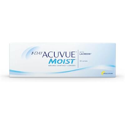 Acuvue MOIST Lot de 30 lentilles de contact journalière 1 jour pour yeux sensibles et allergiques – Lentilles de contact journalière avec 4,5 dpt et BC 8,5 – Protection UV & confort de port Acuvue MOIST Lot de 30 lentilles de contact journalière 1 jour pour yeux sensibles et allergiques – Lentilles de contact journalière avec 4,5 dpt et BC 8,5 – Protection UV & confort de port