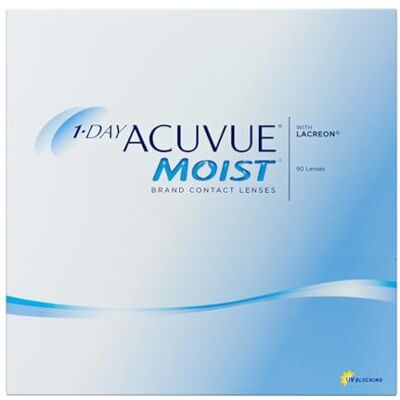 Acuvue MOIST Lentilles de contact journalières 1 jour pour les yeux sensibles et les personnes souffrant d'allergies Lentilles de contact journalières avec -8 dpt et BC 8,5 Protection UV et Acuvue MOIST Lentilles de contact journalières 1 jour pour les yeux sensibles et les personnes souffrant d'allergies Lentilles de contact journalières avec -8 dpt et BC 8,5 Protection UV et