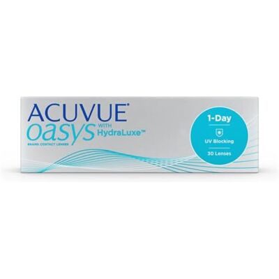 Acuvue Les lentilles journalières Oasys 1-Day aident à réduire la sensation de fatigue et de sécheresse oculaire, lentilles de contact journalières avec -0,75 dpt et BC 8.5, protection contre les UV Acuvue Les lentilles journalières Oasys 1-Day aident à réduire la sensation de fatigue et de sécheresse oculaire, lentilles de contact journalières avec -0,75 dpt et BC 8.5, protection contre les UV