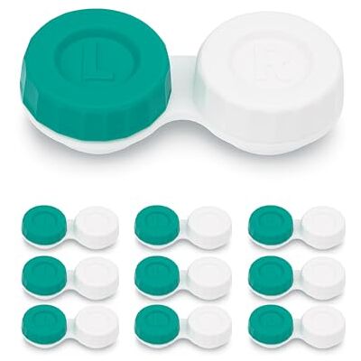 SPORTS WORLD VISION Étui lentilles contact vert & blanc Boîte lentilles contact à couvercle plat à vis 10PC Porte-solution pour lentilles de contact de voyage portable, Marquages G&D dessus Étui SPORTS WORLD VISION Étui lentilles contact vert & blanc Boîte lentilles contact à couvercle plat à vis 10PC Porte-solution pour lentilles de contact de voyage portable, Marquages G&D dessus Étui