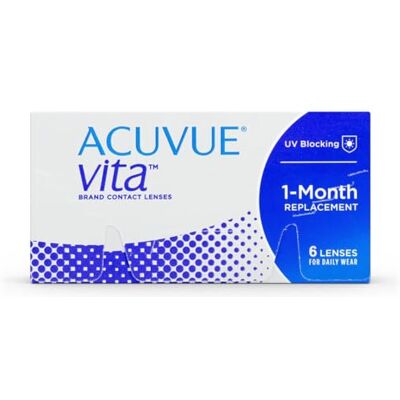 Acuvue Vita Monatskontaktlinsen mit komfortablem Tragegefühl – Den ganzen Monat lang – -6 dpt und BC 8.8 – Mit UV Schutz und durchgängig hohem Feuchtigkeitsgehalt – 6 Linsen Acuvue Vita Monatskontaktlinsen mit komfortablem Tragegefühl – Den ganzen Monat lang – -6 dpt und BC 8.8 – Mit UV Schutz und durchgängig hohem Feuchtigkeitsgehalt – 6 Linsen