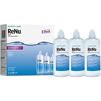Renu Solution multi-usage pour lentilles de contact 3 x 240 ml – Lentilles de contact douces pour un port confortable – Doux pour les yeux sensibles – Nettoyez, désinfectez, rincez, lubrifiez et Renu Solution multi-usage pour lentilles de contact 3 x 240 ml – Lentilles de contact douces pour un port confortable – Doux pour les yeux sensibles – Nettoyez, désinfectez, rincez, lubrifiez et