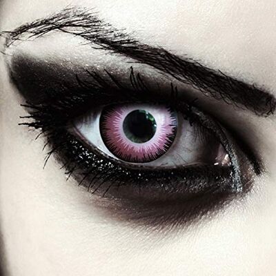 Designlenses lentilles de couleur rose intense pour halloween costume, 1 paire (2 pcs), sans correction + étui à lentilles "Pink Elfe Designlenses lentilles de couleur rose intense pour halloween costume, 1 paire (2 pcs), sans correction + étui à lentilles "Pink Elfe