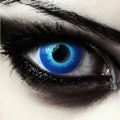 Designlenses lentilles de couleur bleu intense pour halloween costume marcheur blanc, 1 paire (2 pcs), sans correction + étui à lentilles "Blue Elfe Designlenses lentilles de couleur bleu intense pour halloween costume marcheur blanc, 1 paire (2 pcs), sans correction + étui à lentilles "Blue Elfe