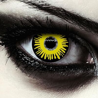 Designlenses lentilles journalières couleur jaune et noir pour halloween costume, 1 paire (2 pcs), sans correction (Yellow Fear) Designlenses lentilles journalières couleur jaune et noir pour halloween costume, 1 paire (2 pcs), sans correction (Yellow Fear)