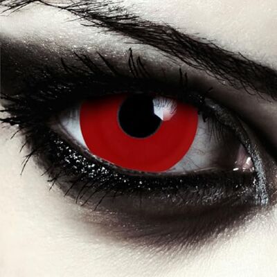 Designlenses , Lentilles de contact couleur rouge mini sclérotique sans correction, effet grands yeux, diamètre 17mm, 1 paire (2 pcs) pour Halloween et caranaval costume + Récipient gratuit (Red Giant) Designlenses , Lentilles de contact couleur rouge mini sclérotique sans correction, effet grands yeux, diamètre 17mm, 1 paire (2 pcs) pour Halloween et caranaval costume + Récipient gratuit (Red Giant)
