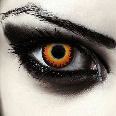 Designlenses lentilles de couleur pour halloween costume de loup-garou, 1 paire (2 pcs), yeux de chat sans correction + étui à lentilles "Orange Werewolf Designlenses lentilles de couleur pour halloween costume de loup-garou, 1 paire (2 pcs), yeux de chat sans correction + étui à lentilles "Orange Werewolf