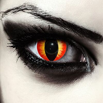 Designlenses lentilles de couleur rouge pour halloween costume de serpent, 1 paire (2 pcs), yeux de chat sans correction + étui à lentilles "Red Dragon Designlenses lentilles de couleur rouge pour halloween costume de serpent, 1 paire (2 pcs), yeux de chat sans correction + étui à lentilles "Red Dragon