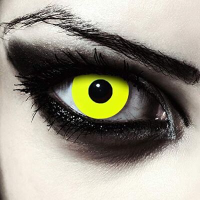 Designlenses lentilles de couleur complètement jaune pour halloween costume clown d'horreur Pennywise, 1 paire (2 pcs), sans correction + étui à lentilles "Yellow Bigeye Designlenses lentilles de couleur complètement jaune pour halloween costume clown d'horreur Pennywise, 1 paire (2 pcs), sans correction + étui à lentilles "Yellow Bigeye