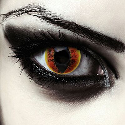 Designlenses lentilles de couleur rouge feu pour halloween costume, 1 paire (2 pcs), yeux de chat sans correction + étui à lentilles "Fire Dragon Designlenses lentilles de couleur rouge feu pour halloween costume, 1 paire (2 pcs), yeux de chat sans correction + étui à lentilles "Fire Dragon