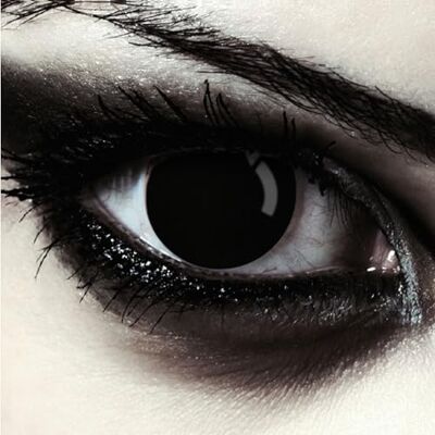 Designlenses lentilles de couleur complètement noir pour halloween costume de sorcière, 1 paire (2 pcs), sans correction + étui à lentilles "Blind Black Designlenses lentilles de couleur complètement noir pour halloween costume de sorcière, 1 paire (2 pcs), sans correction + étui à lentilles "Blind Black
