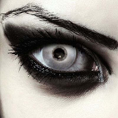 Designlenses lentilles de couleur complètement argent pour halloween costume de zombie, 1 paire (2 pcs), sans correction + étui à lentilles "Silver Surfer Designlenses lentilles de couleur complètement argent pour halloween costume de zombie, 1 paire (2 pcs), sans correction + étui à lentilles "Silver Surfer