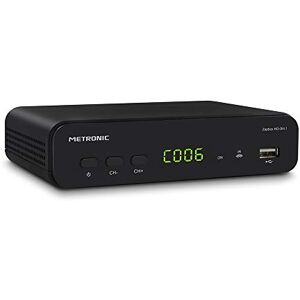 Metronic 441624 Zapbox HD-SH.1 Récepteur TNT DVB-T2 HEVC, fonction PVR, prises USB, HDMI, SPDIF, RJ45, télécommande, noir Metronic 441624 Zapbox HD-SH.1 Récepteur TNT DVB-T2 HEVC, fonction PVR, prises USB, HDMI, SPDIF, RJ45, télécommande, noir