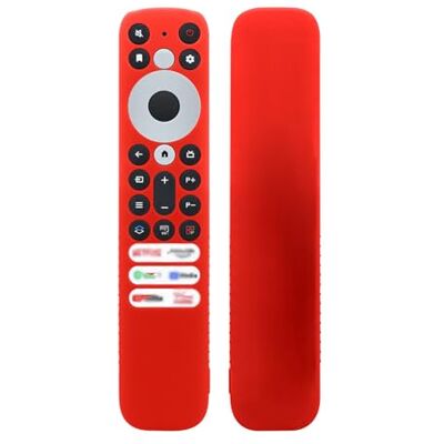 Btkigl Coque en silicone avec lanière antidérapante pour télécommande vocale TCL RC902V FMR1 Rouge Btkigl Coque en silicone avec lanière antidérapante pour télécommande vocale TCL RC902V FMR1 Rouge