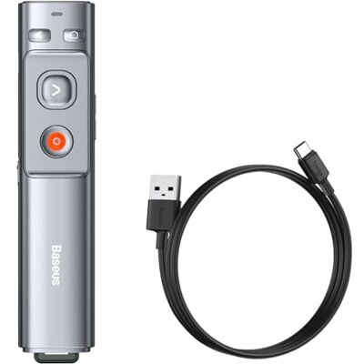Baseus Orange Dot Multifunctionele afstandsbediening voor presentatie, met laserpointer grijs Baseus Orange Dot Multifunctionele afstandsbediening voor presentatie, met laserpointer grijs