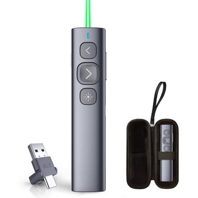 Norwii N95 Bluetooth Presentation Clicker avec récepteur USB- A&C, PowerPoint Clicker rechargeable, télécommande de présentation, présentateur sans fil à longue portée pour PC/Laptop(Vert, BLE&USB-AC) Norwii N95 Bluetooth Presentation Clicker avec récepteur USB- A&C, PowerPoint Clicker rechargeable, télécommande de présentation, présentateur sans fil à longue portée pour PC/Laptop(Vert, BLE&USB-AC)