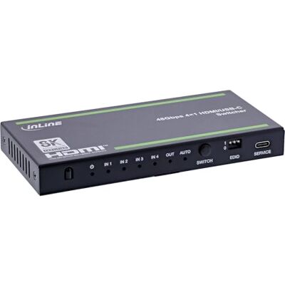 InLine Commutateur HDMI 4 voies avec USB-C, HDMI 2.1, 8K @ 60 Hz, EDID, HDR10+, Dolby Vision, Auto Switching, télécommande infrarouge, DisplayPort 1.4, 57885B InLine Commutateur HDMI 4 voies avec USB-C, HDMI 2.1, 8K @ 60 Hz, EDID, HDR10+, Dolby Vision, Auto Switching, télécommande infrarouge, DisplayPort 1.4, 57885B