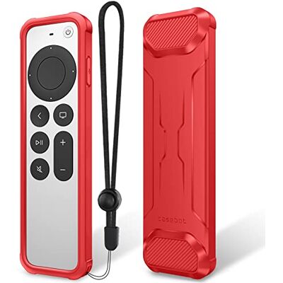 FINTIE Étui de protection à télécommande avec dragonne pour Apple TV 4K / HD Siri Remote 2022 2021 (3ème / 2e génération) Coque de protection antidérapante en silicone résistant aux chocs Rouge FINTIE Étui de protection à télécommande avec dragonne pour Apple TV 4K / HD Siri Remote 2022 2021 (3ème / 2e génération) Coque de protection antidérapante en silicone résistant aux chocs Rouge