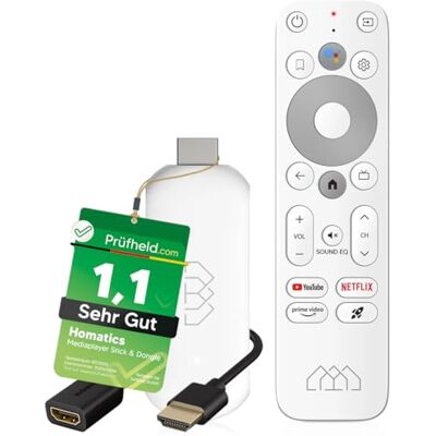 Nonic Homatics TV Stick Full HD Certifié Google & Netflix Lecteur multimédia Android TV Streaming Stick avec télécommande vocale et rallonge HDMI Nonic Homatics TV Stick Full HD Certifié Google & Netflix Lecteur multimédia Android TV Streaming Stick avec télécommande vocale et rallonge HDMI