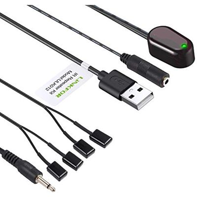 LiNKFOR Extenseur IR avec 1 récepteur et 4 émetteurs Répéteur IR Kit de télécommande infrarouge Compatible avec Box, TV satellite, Lecteur DVD, Lecteur Blu-ray LiNKFOR Extenseur IR avec 1 récepteur et 4 émetteurs Répéteur IR Kit de télécommande infrarouge Compatible avec Box, TV satellite, Lecteur DVD, Lecteur Blu-ray