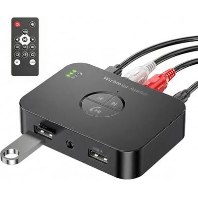 PORFOYO Adaptateur Bluetooth pour chaîne stéréo 6.0 Récepteur Bluetooth avec télécommande Aux 3,5 mm RCA Transmetteur HiFi pour TV haut-parleurs projecteurs PORFOYO Adaptateur Bluetooth pour chaîne stéréo 6.0 Récepteur Bluetooth avec télécommande Aux 3,5 mm RCA Transmetteur HiFi pour TV haut-parleurs projecteurs