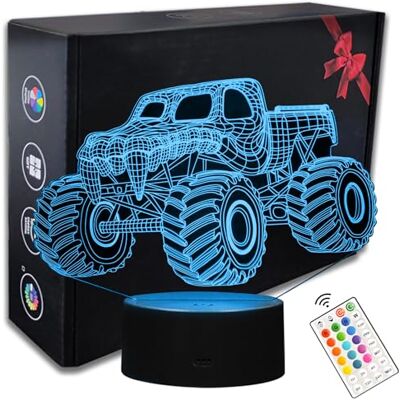 oboist Veilleuse LED 3D Monster Truck 16 couleurs Veilleuse à illusion d'optique avec télécommande, parfaite pour la décoration de chambre d'enfant, cadeau cool pour les amateurs de camions oboist Veilleuse LED 3D Monster Truck 16 couleurs Veilleuse à illusion d'optique avec télécommande, parfaite pour la décoration de chambre d'enfant, cadeau cool pour les amateurs de camions