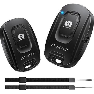 ATUMTEK Télécommande d’Appareil Photo pour iPhone et Smartphones Android (Lot de 2), Bouton de Télécommande sans Fil pour Photos et Vidéos (Bluetooth 5.2), avec Dragonne, Noir ATUMTEK Télécommande d’Appareil Photo pour iPhone et Smartphones Android (Lot de 2), Bouton de Télécommande sans Fil pour Photos et Vidéos (Bluetooth 5.2), avec Dragonne, Noir