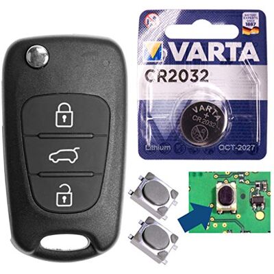 mt key Télécommande de Voiture 3 Boutons + Micro Bouton + Vierge + Batterie compatible avec Hyundai mt key Télécommande de Voiture 3 Boutons + Micro Bouton + Vierge + Batterie compatible avec Hyundai
