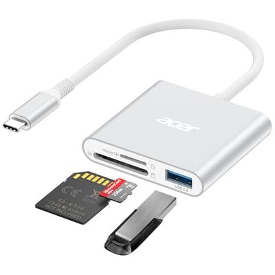 Acer Lecteur de carte SD avec USB 3.0, lecteur de carte SD USB C 170MB/s, adaptateur pour SD/Micro SD/SDHC/SDXC/MMC, compatible avec iPhone 16, MacBook Pro/Air, iPad Pro 2021, Pixel, XPS 13, etc. Acer Lecteur de carte SD avec USB 3.0, lecteur de carte SD USB C 170MB/s, adaptateur pour SD/Micro SD/SDHC/SDXC/MMC, compatible avec iPhone 16, MacBook Pro/Air, iPad Pro 2021, Pixel, XPS 13, etc.