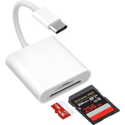Bimker 2-in-1 Lecteur de Carte SD USB C pour iPhone 15 16 17, iPad Pro/Mini/Air, MacBook Air/Pro, Samsung Galaxy S25 S24 S23, Adaptateur Carte SD usbc vers SD/Micro SD Fente USBC Card Reader Plug and Play Bimker 2-in-1 Lecteur de Carte SD USB C pour iPhone 15 16 17, iPad Pro/Mini/Air, MacBook Air/Pro, Samsung Galaxy S25 S24 S23, Adaptateur Carte SD usbc vers SD/Micro SD Fente USBC Card Reader Plug and Play