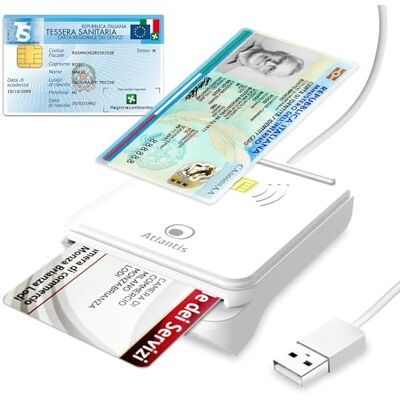 Atlantis lecteur cie 3.0 carte d'identité électronique et carte de santé italienne, lecteur de carte à puce cns carte nationale des services, adapté pour INPS, Ag. des revenus, INAIL, Dossier Atlantis lecteur cie 3.0 carte d'identité électronique et carte de santé italienne, lecteur de carte à puce cns carte nationale des services, adapté pour INPS, Ag. des revenus, INAIL, Dossier