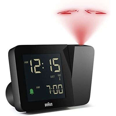 Braun Réveil avec Projection numérique radiocommandée pour fuseaux horaires d'europe Centrale (DCF) avec 4 Options de rétroéclairage, écran LCD négatif, bip d'alarme, modèle BC15B-DCF Noir Braun Réveil avec Projection numérique radiocommandée pour fuseaux horaires d'europe Centrale (DCF) avec 4 Options de rétroéclairage, écran LCD négatif, bip d'alarme, modèle BC15B-DCF Noir