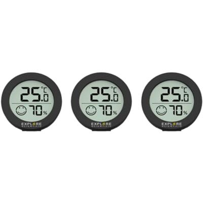 Explore Scientific WSH0008 Mini thermomètre hygromètre avec indicateur de confort, 3 packs, écran LCD, température, humidité, taille réduite, noir Explore Scientific WSH0008 Mini thermomètre hygromètre avec indicateur de confort, 3 packs, écran LCD, température, humidité, taille réduite, noir