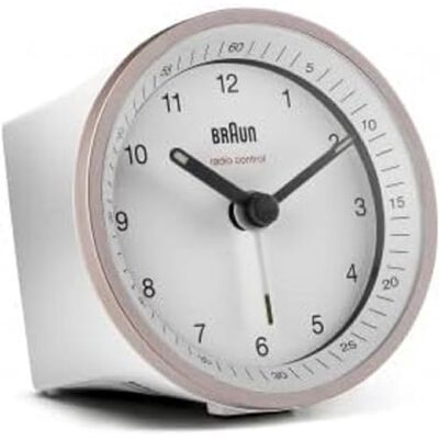 Braun Réveil radio-piloté de couleur blanc/rose avec alarme Crescendo, fonction snooze et éclairage, BC07PW-DCF Braun Réveil radio-piloté de couleur blanc/rose avec alarme Crescendo, fonction snooze et éclairage, BC07PW-DCF