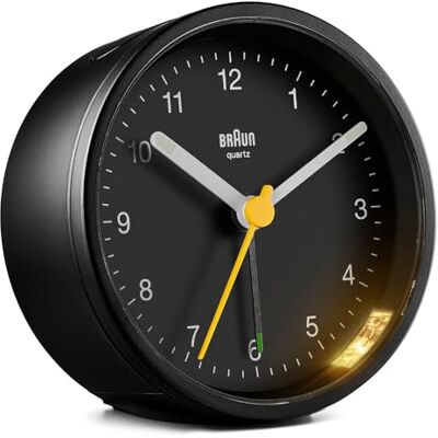 Braun BC12B BC12B Horloge analogique classique avec fonction snooze et lumière silencieuse, mouvement à quartz silencieux, alarme bip crescendo en noir, taille unique Braun BC12B BC12B Horloge analogique classique avec fonction snooze et lumière silencieuse, mouvement à quartz silencieux, alarme bip crescendo en noir, taille unique