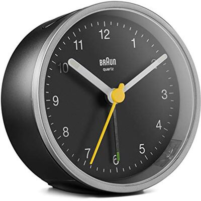 Braun Réveil analogique Classique avec Fonction Snooze et lumière, Mouvement à Quartz Silencieux, bip de l’Alarme en Crescendo, en Noir et Argent, modèle BC12SB, Argenté, Taille unique, Poignet Braun Réveil analogique Classique avec Fonction Snooze et lumière, Mouvement à Quartz Silencieux, bip de l’Alarme en Crescendo, en Noir et Argent, modèle BC12SB, Argenté, Taille unique, Poignet