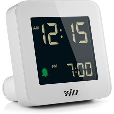 Braun BC09 Horloge de Voyage numérique Blanc Braun BC09 Horloge de Voyage numérique Blanc