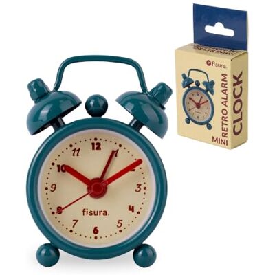 Fisura Mini réveil original bleu et beige Alarme rétro analogique mini Petit réveil de voyage Pour chambre à coucher, table de chevet et bureau 4 cm x 6,2 cm Fisura Mini réveil original bleu et beige Alarme rétro analogique mini Petit réveil de voyage Pour chambre à coucher, table de chevet et bureau 4 cm x 6,2 cm