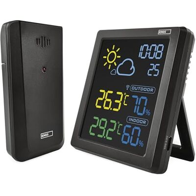 EMOS Station météo sans fil avec écran couleur VA et capteur extérieur sans fil thermomètre, hygromètre, prévisions météorologiques, affichage de l'heure, réveil Affichage Comfort View Câble EMOS Station météo sans fil avec écran couleur VA et capteur extérieur sans fil thermomètre, hygromètre, prévisions météorologiques, affichage de l'heure, réveil Affichage Comfort View Câble